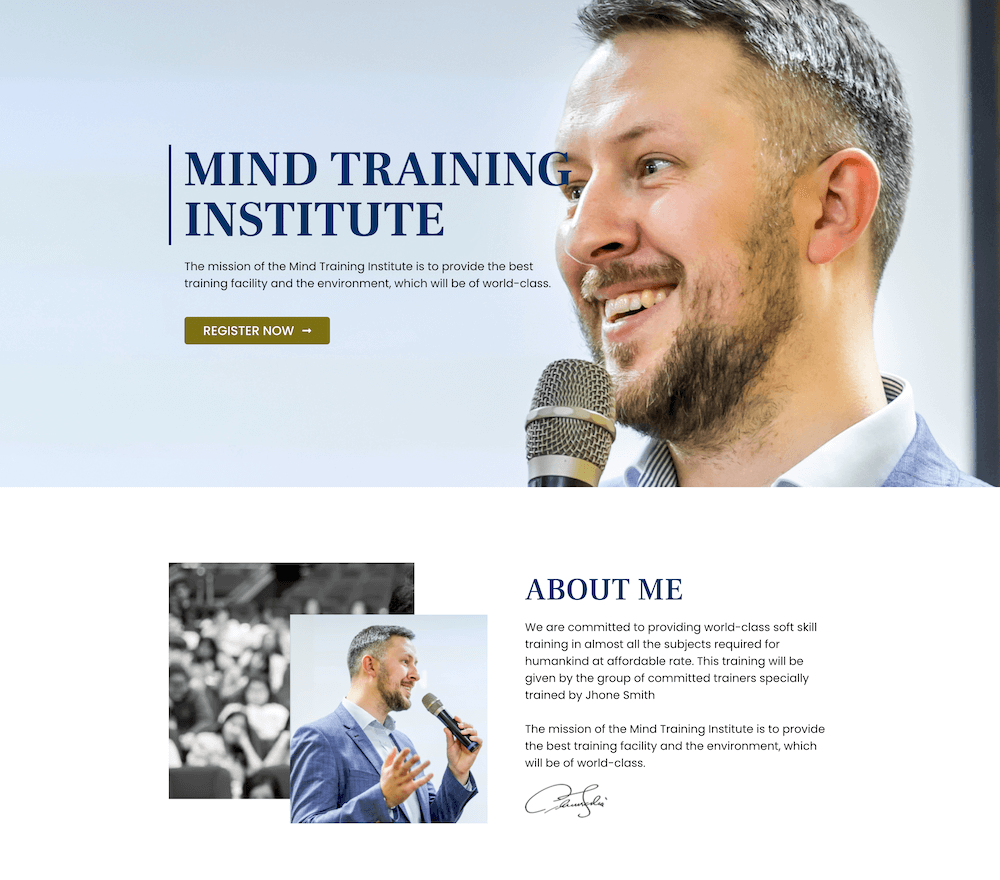 Mind Training landing page demo